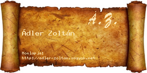 Ádler Zoltán névjegykártya
